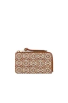 Loewe Anagram Leather And Canvas-jacquard Cardholder In Tan & Pecan