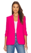 Cinq À Sept Khloe Ruched-cuff Blazer In Hot Magenta