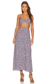 Afrm Hanna Floral-print Cutout Crepe Midi Dress In Summer Multi Ditsy In Navy