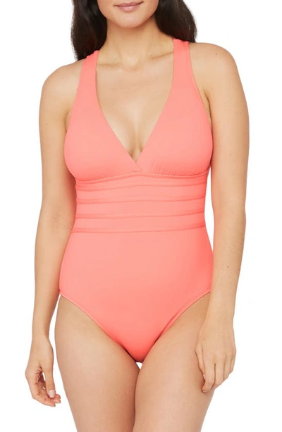 La Blanca Island Goddess Criss-cross Back One-piece Swimsuit In Bird Of Paradise