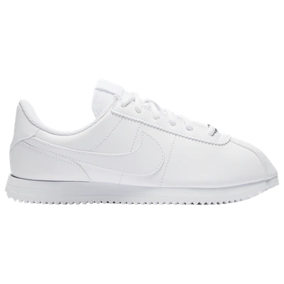 Nike Boys' Big Kids' Cortez Basic Sl Casual Shoes In White/white/white