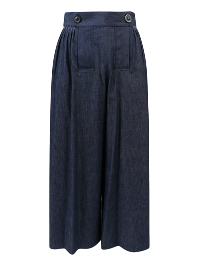 Maison Margiela Wide Leg Denim Trousers In Blue