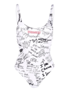 Dsquared2 D-squared2 Womans Stretch Fabric Printed One-piece Swimsuit In White