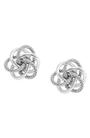 Lagos Silver Smooth/caviar Knot Stud Earrings In Sterling Silver