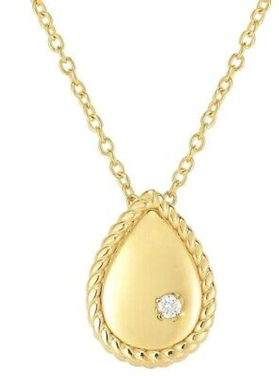 Pre-owned Phillip Gavriel 14k Yellow Gold 18" Piccolini Pendant .01ct Dia. Chain Necklace