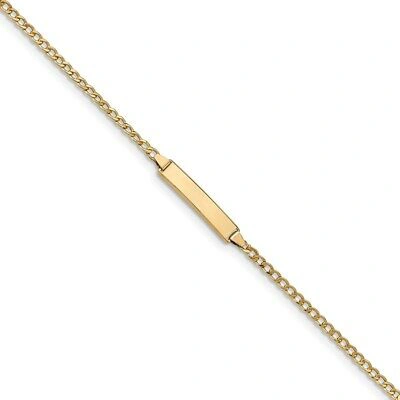 Pre-owned Skyjewelers Real 14kt Yellow Gold Semi-solid Polished Cuban Id Chain Bracelet; 5.5 Inch