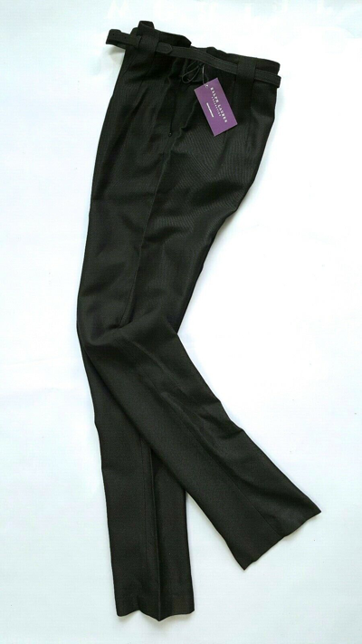 Pre-owned Ralph Lauren Purple Label $1096  Miranda Black Wool Womens Belted Pant: Sz:4 & 6