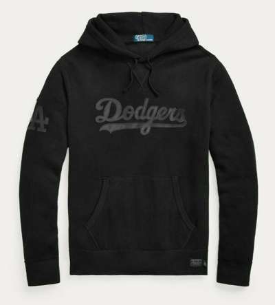 Pre-owned Polo Ralph Lauren Los Angeles La Dodgers Mlb Black Ed Leather Hoodie Sweater