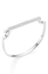Monica Vinader Engravable Signature Thin Diamond Bangle In Silver/ Diamond