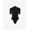 Simkhai 'zena' Cut Out Mock Neck Short-sleeved Top In Black
