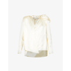 Magda Butrym Satin Blouse With Padded Shoulders And Draped Detail In Cream
