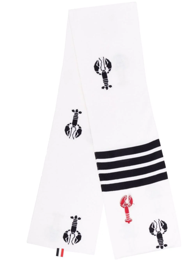 Thom Browne Lobster Intarsia-knit Scarf In White