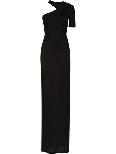 Rta Black Sria One Shoulder Maxi Dress