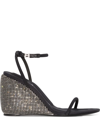 Alexander Wang Dahila Womens Leather Self Covered Crystal Wedge Wedge Sandals In Schwarz