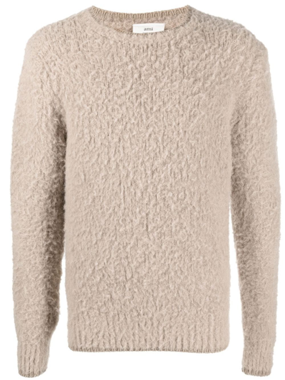 Ami Alexandre Mattiussi Long-sleeved Crew-neck Jumper In Nude