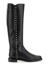 Stuart Weitzman Elegant Riding Boots With Pearl Detail In Black