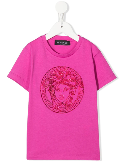 Versace Kids' Medusa Crew-neck T-shirt In Pink