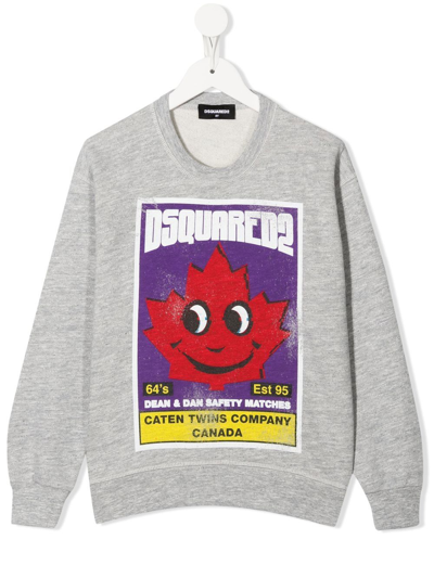 Dsquared2 Graphic-print Mélange-effect Sweatshirt In Grey