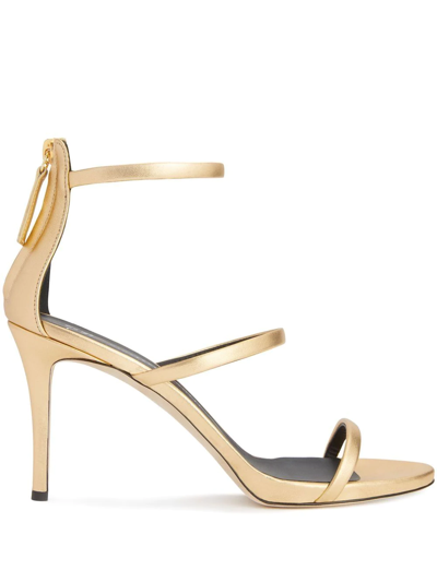 Giuseppe Zanotti Harmony Laminated Leather Sandals In Gold