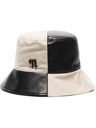 Nanushka Black And Cream Caran Cotton Bucket Hat