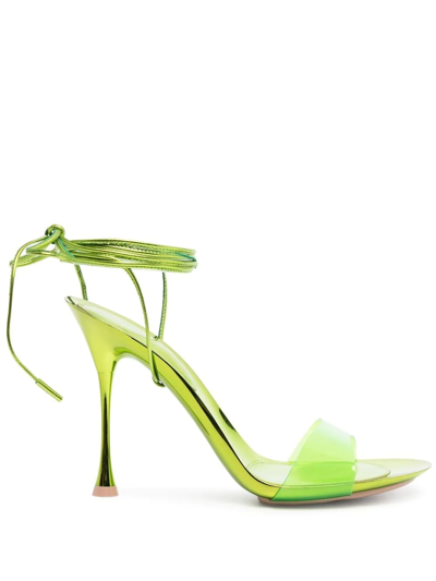 Gianvito Rossi Spice Glass 95 Leather And Pvc Sandals In Lime Green