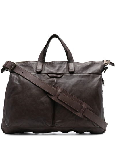 Officine Creative Debossed-logo Leather Bag In Braun