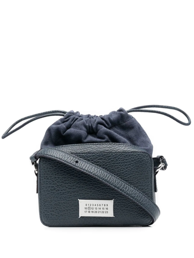Maison Margiela Numbers-patch Pebbled Shoulder Bag In Blau
