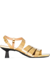 Ganni Xx Square-toe Sandals In Gold