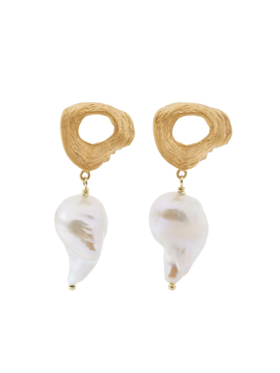 Hermina Athens Gold Vermeil Lava Pearl Drop Earrings
