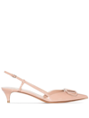 Valentino Garavani Vlogo Signature Patent Leather Slingback Pump 40mm Woman Rose Cannelle 42 In Rosa