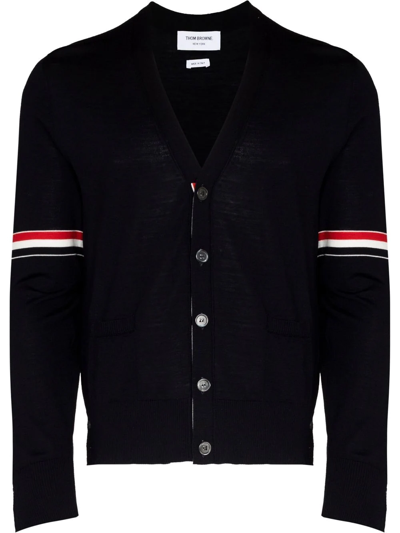 Thom Browne Rwb Knitted Cardigan In Black