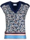 Ferragamo All-over Graphic-print V-neck Vest In Blau