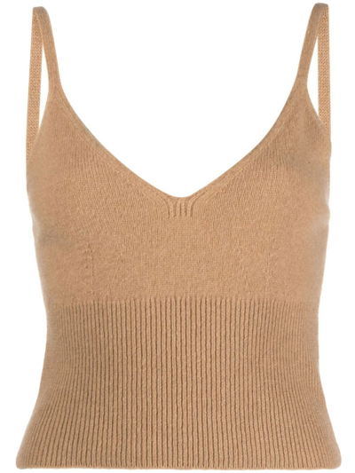 Polo Ralph Lauren Ribbed-knit Vest Top In Nude