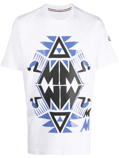 Moncler Geometric Crew-neck T-shirt In White