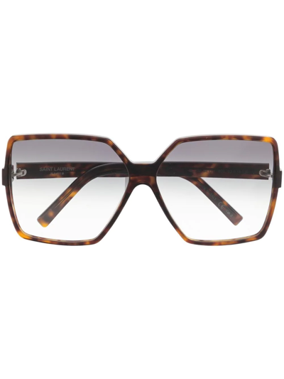 Saint Laurent Tortoiseshell-frame Design Sunglasses In Braun
