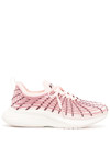 Apl Athletic Propulsion Labs Techloom Zipline Pink Striped Knitted Sneakers In Rosa