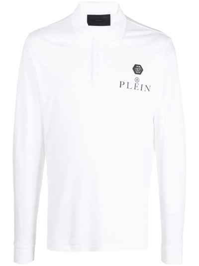 Philipp Plein Logo-print Short-sleeved Polo Shirt In Weiss