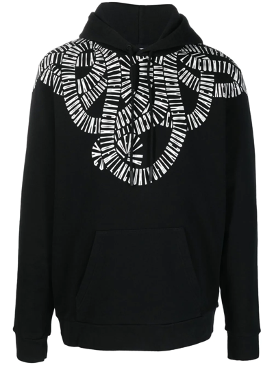 Marcelo Burlon County Of Milan Snake Wings Graphic-print Relaxed-fit Cotton-jersey Hoody In Black