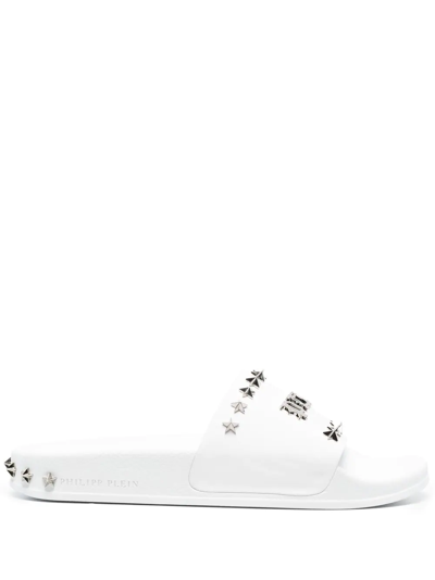 Philipp Plein Gothic Plein Stud-studded Sandals In White