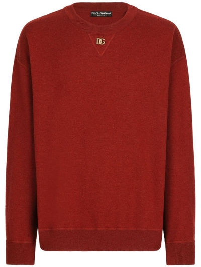 Dolce & Gabbana Dg Logo Cashmere Sweatshirt In Rot