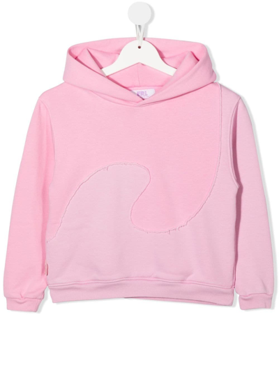 Erl Swirl Embroidered Cotton Hoody 6-14 Years In Pink Purple