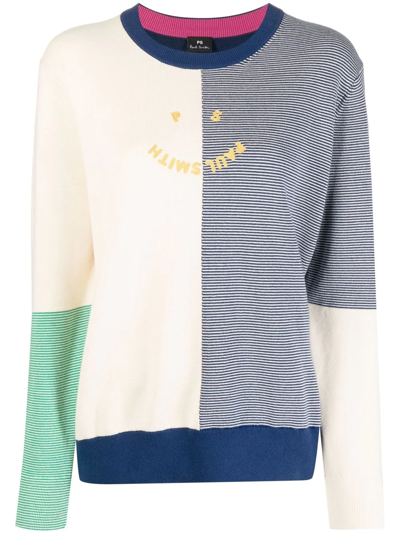 Ps By Paul Smith Happy Striped Colour-block Jumper In Mehrfarbig