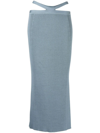 Simkhai Side Ribbed-detail Midi Skirt In Blue