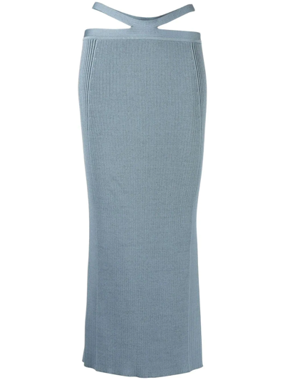Jonathan Simkhai Side Ribbed-detail Midi Skirt In Blue