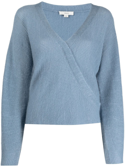 Vince Long-sleeve Wrap Jumper In Blue