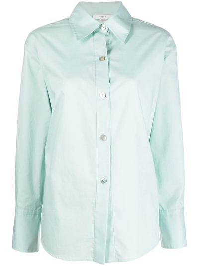 Vince Button-down Fitted Shirt In Blau