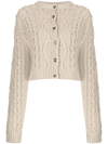 Rokh Cable-knit Bralette And Cardigan Set In Brown
