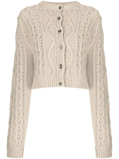 Rokh Cable-knit Bralette And Cardigan Set In Beige