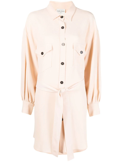 Forte Forte Belted Shirt Dress In Nude