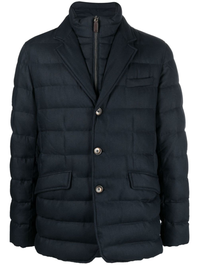 Herno Layered-design Padded Jacket In Blue Navy